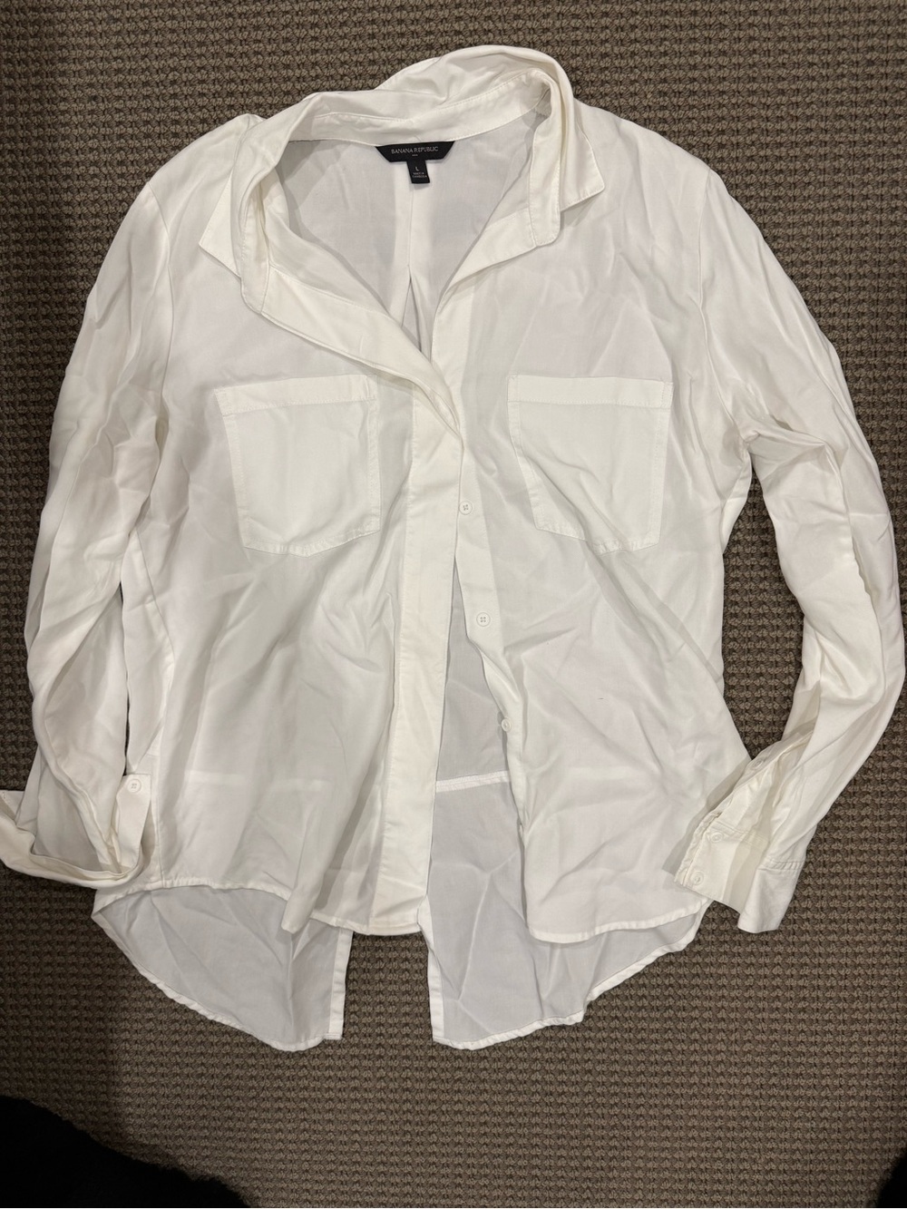 Banana republic White Button-Up Relaxed Silk-Blend Shirt